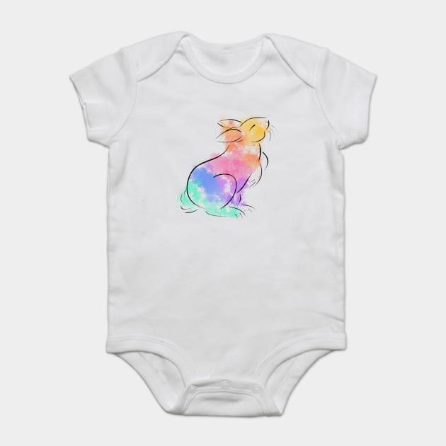 Rainbow Rabbit Baby Bodysuit by DeguArts